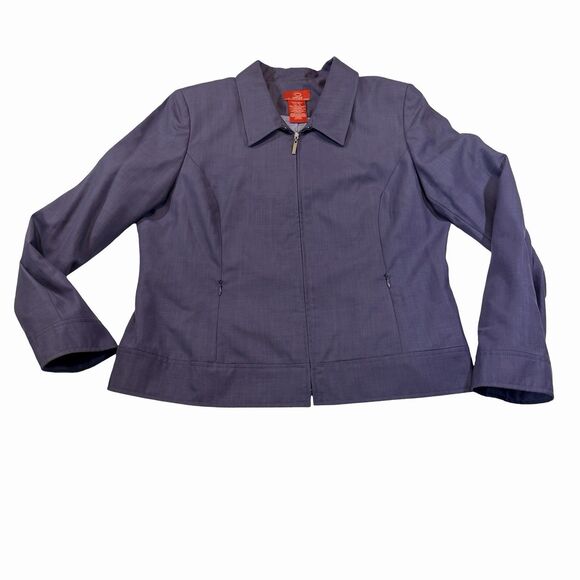 Oscar de la Renta Jackets & Blazers - Oscar de la Renta Jacket women's Size 16 Purple Lined Full Zip Pockets Collared